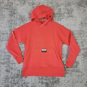 Under Armour Hoodie Youth Large Girls Coral Pink Logo Pullover Sweatshirt